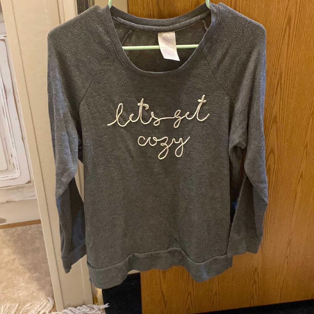 Let’s get cozy grey small shirt long sleeve
